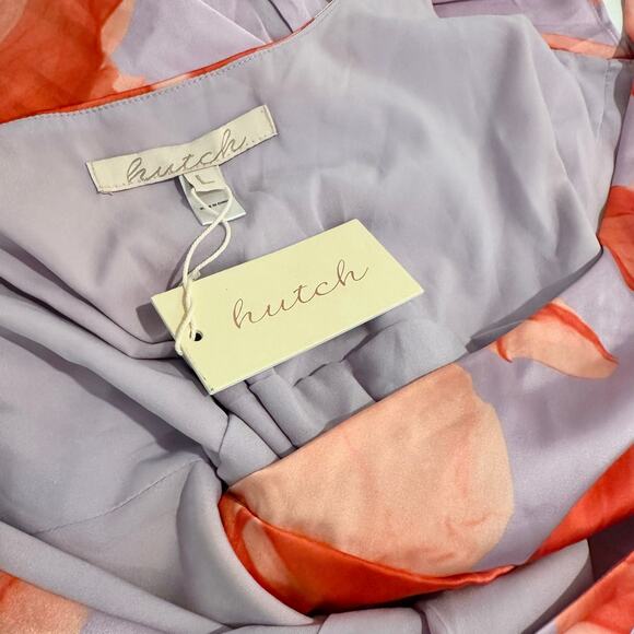 Hutch Isadora Women's Floral Maxi Wrap Dress Hutch High Low Satin Size L NWT - Picture 10 of 12